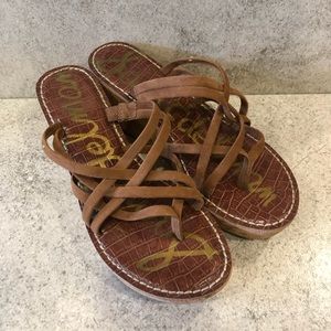 Sam Edelman Brown Strappy Wedge Sandals, 8.5